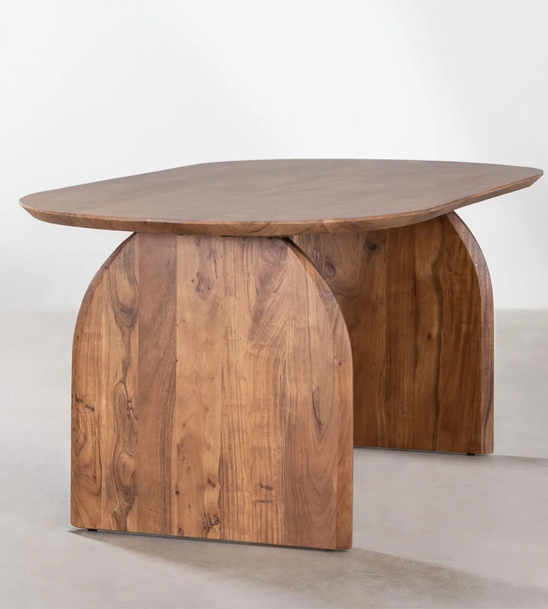 Natural Oval Solid Wood Dining Table – Sculpted Pedestal Base - Image 2