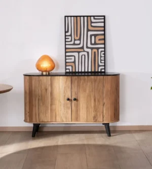 1 Arden 2-Door Solid Acacia Wood Sideboard – Black Top & Legs