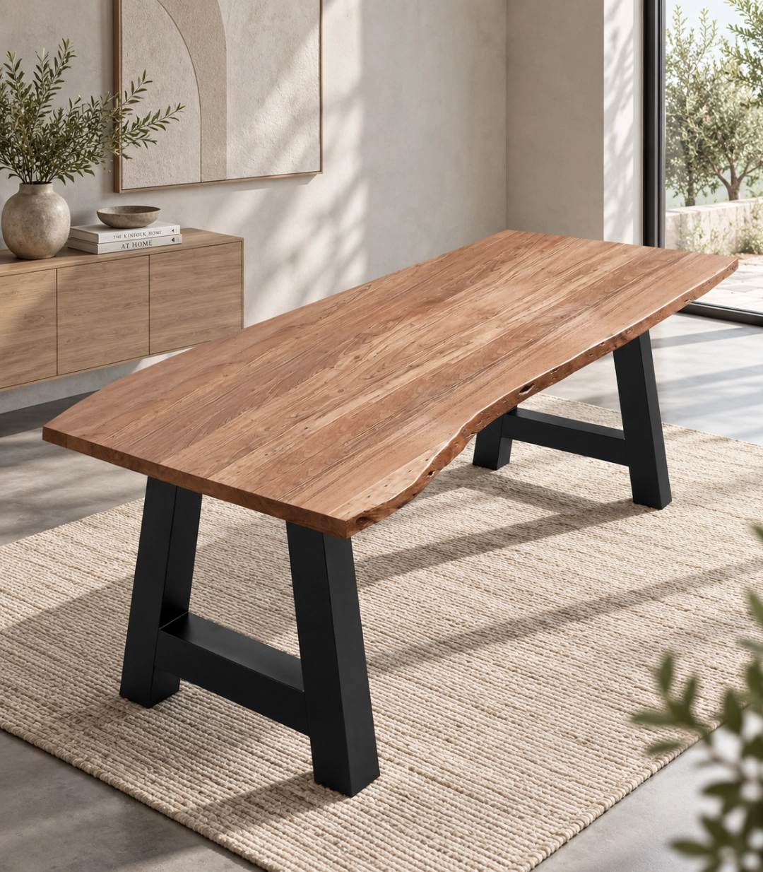 Walnut Acacia Dining Table with A-Frame