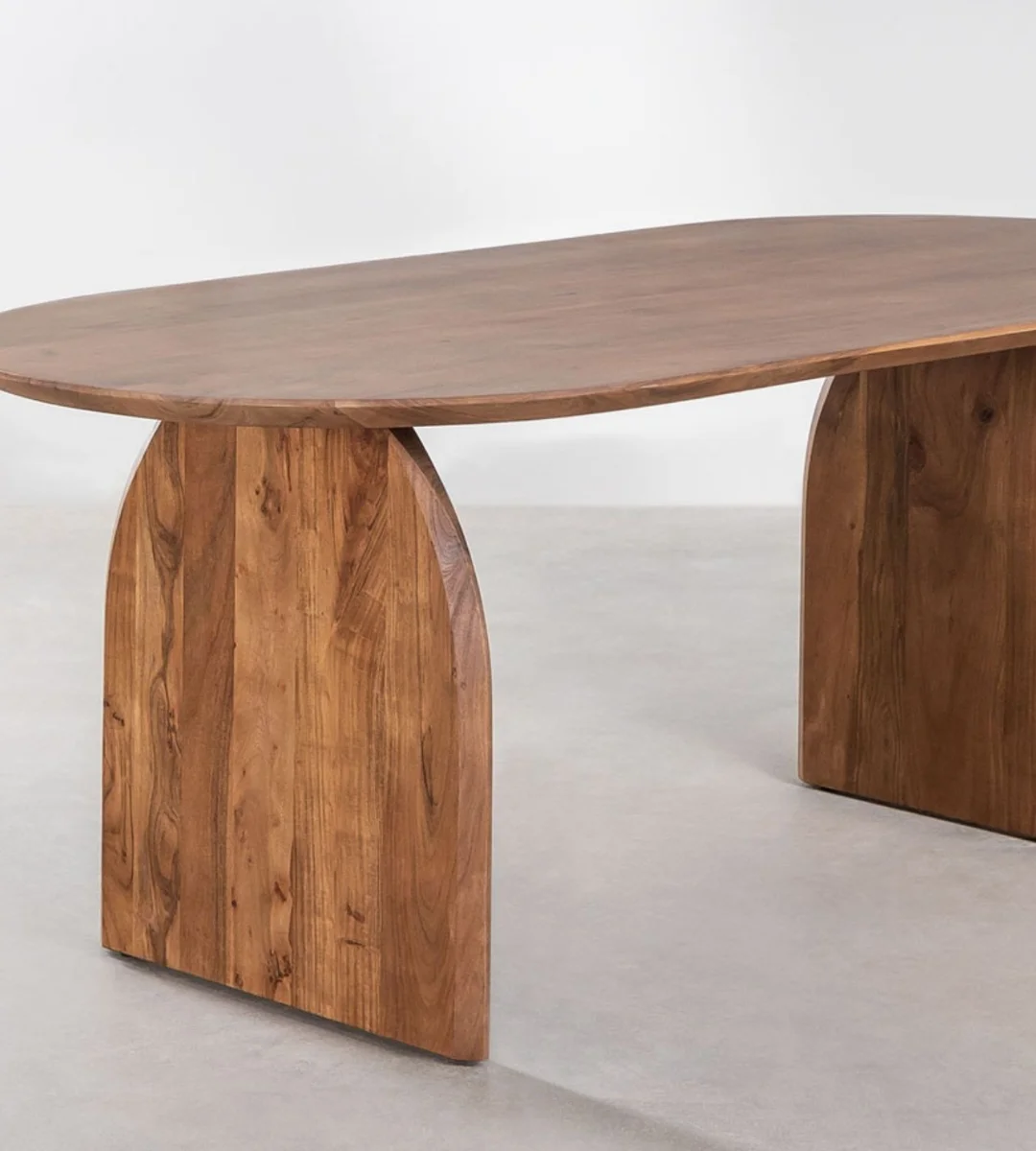 Natural Oval Solid Wood Dining Table – Sculpted Pedestal Base - Image 3