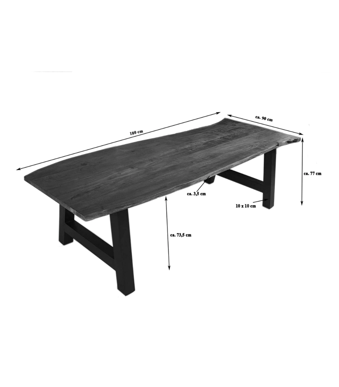 Walnut Acacia Dining Table with A-Frame - Image 4